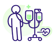 Εικόνα ατόμου με χρόνιες παθήσεις που υποστηρίζεται από ιατρικό εξοπλισμό